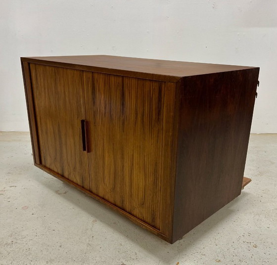 Image 1 of Rosewood Tambour Door Cabinet By Kai Kristiansen For Feldballes