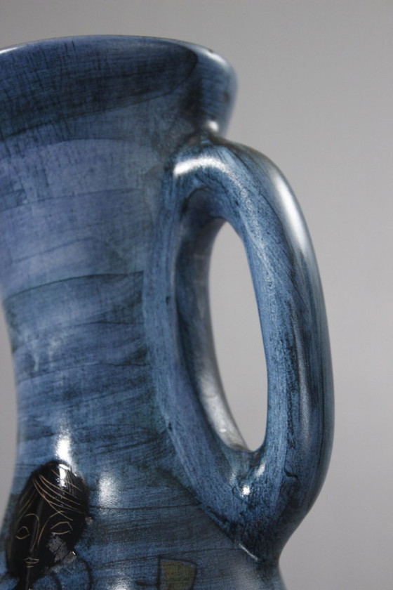 Image 1 of Jean De Lespinasse in Nice - Large pitcher decorated with a mandolin player, 1950s