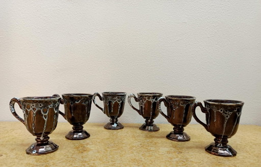 6x Mazagrans vintage coffee cups Sars Pottery