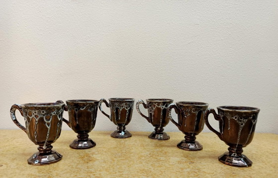 Image 1 of 6x Mazagrans vintage coffee cups Sars Pottery