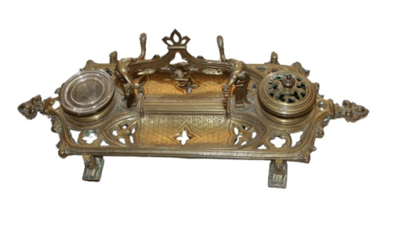 Image 1 of Calamaio doppio antico “Napoleone III” in bronzo – fine XIX secolo