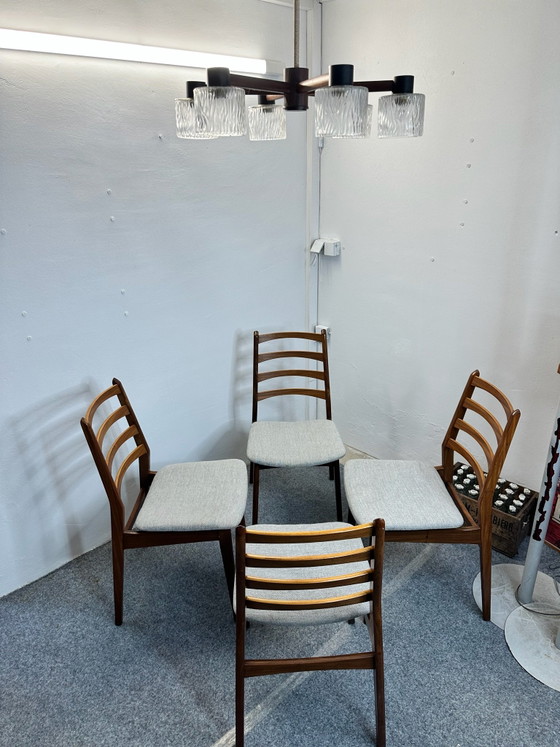 4 Chaises de salle à manger en teck Mid Century Vintage, Bois, Marron (photo 7 sur 14)