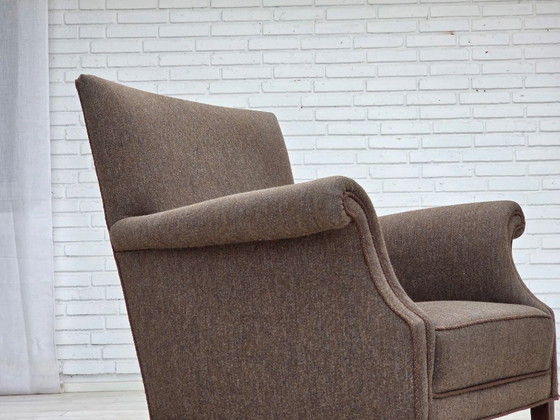 Image 1 of 1960s, Danish armchair, furniture wool, ash wood legs.