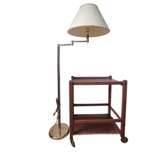 Antique brass vintage floor lamp - 1970s - Germany - swing arm
