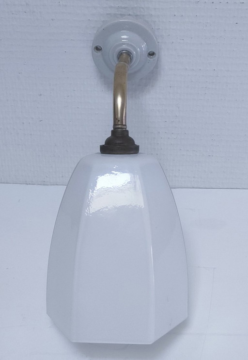 art deco wall lamp opaline porcelain brass 20-30's