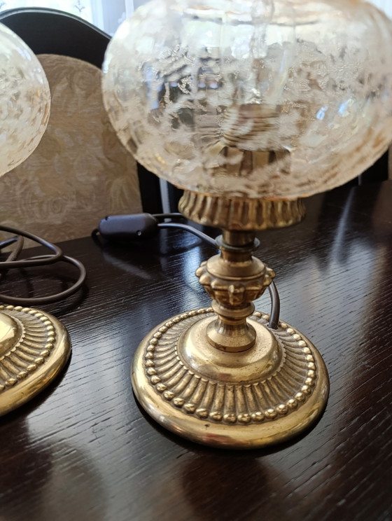 Vintage Pair Of Mercury Glass Table Lamps 29 Cm – Brass (photo 5 of 11)