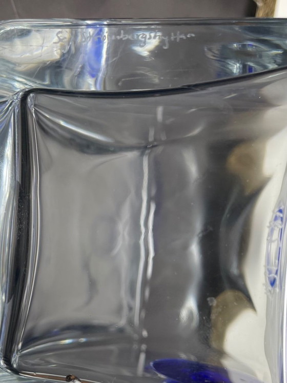 Image 1 of Art Glass Decanter – Attributed to Erik Höglund – Swedish Design – Frosted Brown & Clear Glass – Sculptural Bottle with Cork – S