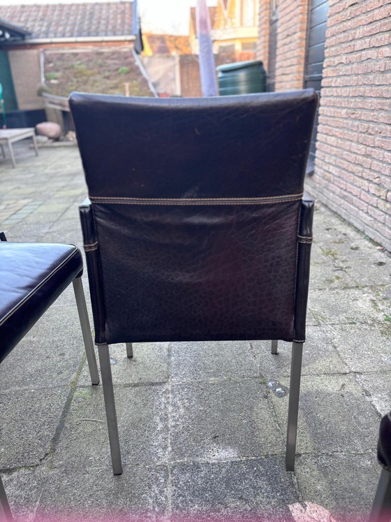 Image 1 of Set of 4 Beautiful KFF Texas Design Chairs in Brown Leather.