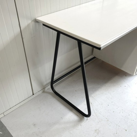 Vintage Bauhaus Style Bureau Jaren 60 Wit Zwart – Metal (photo 4 of 8)