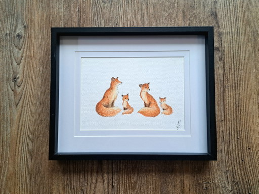 Original Fuchs Aquarell Gemälde | Inklusive Rahmen