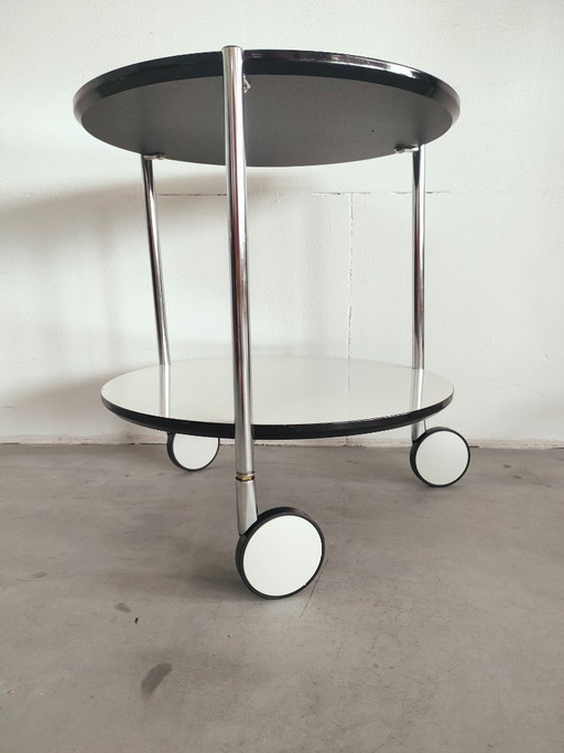 Vintage mobiler Beistelltisch mit zwei Ebenen und Bremse (Anna Deplano Design für Zanotta)