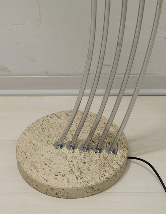 Image 1 of Midcentury Italian Arched Floor Lamp 5 Lights Chrome Metal and Lucite, 1960s