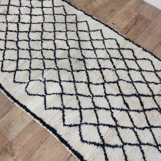 Image 1 of Beni Ouarain Läuferteppich – Handgewebte Naturwolle (304×110 cm)