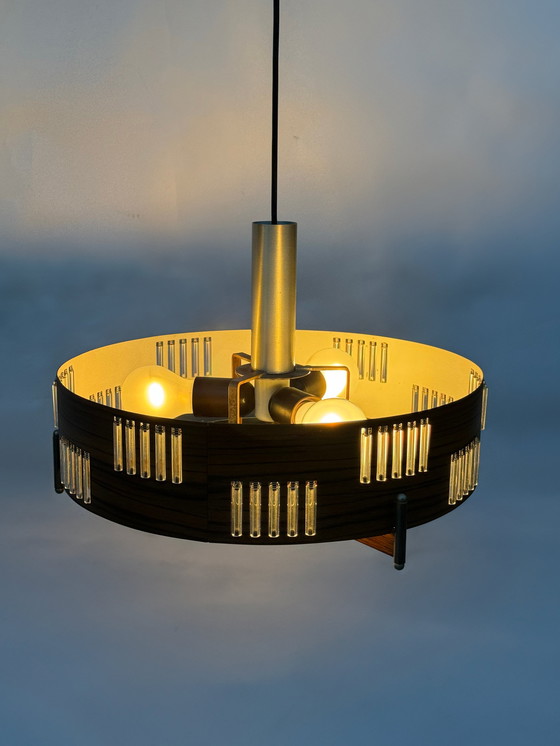 Image 1 of Mid Century Teak Pendant Lamp | Scandinavian German Design | 1960s 1970s MCM | Schmahl & Schulz Style