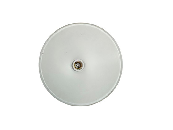 Image 1 of Suspension en métal au design industriel | orange | douille en porcelaine | années 80