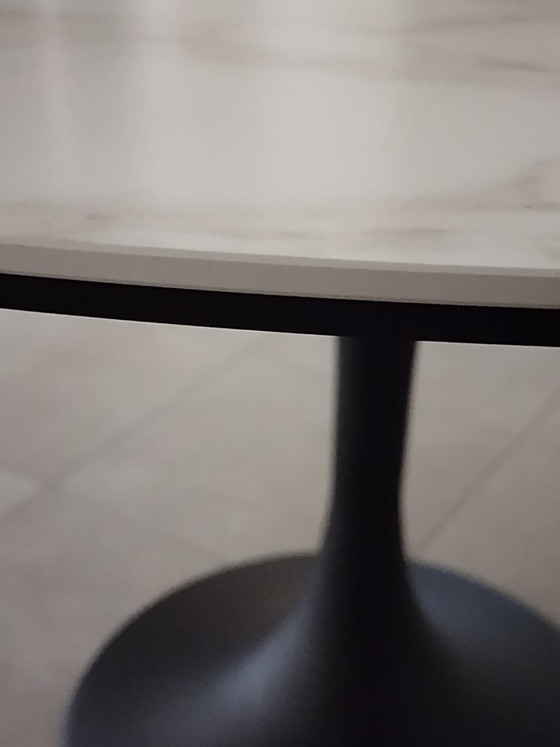 Image 1 of Designer Round Dining Table Juntoo Calacatta Marble Look Ø130 (Available Week 40)