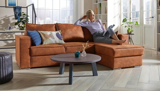 Image 1 of Comfortabele bruine hoekbank met chaise longue