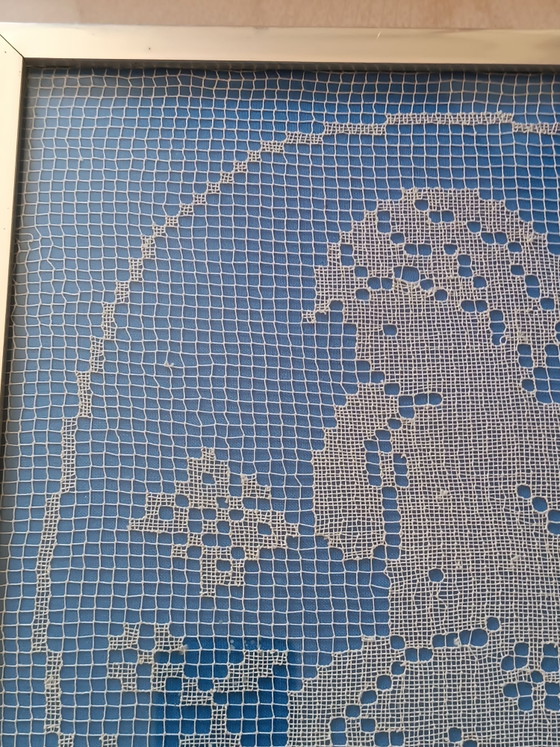 Quadro artigianale lavorazione uncinetto, Arte, Vetro, Metallo, Blu (foto 7 di 9)