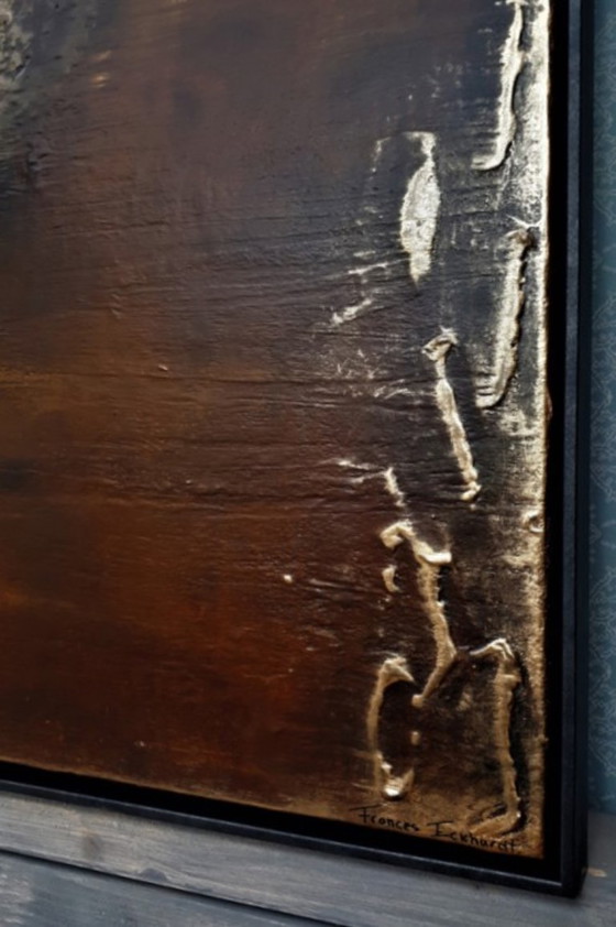 Image 1 of Frances Eckhardt - Figurative painting hand-painted modern art mysterious figure 90x90 cm