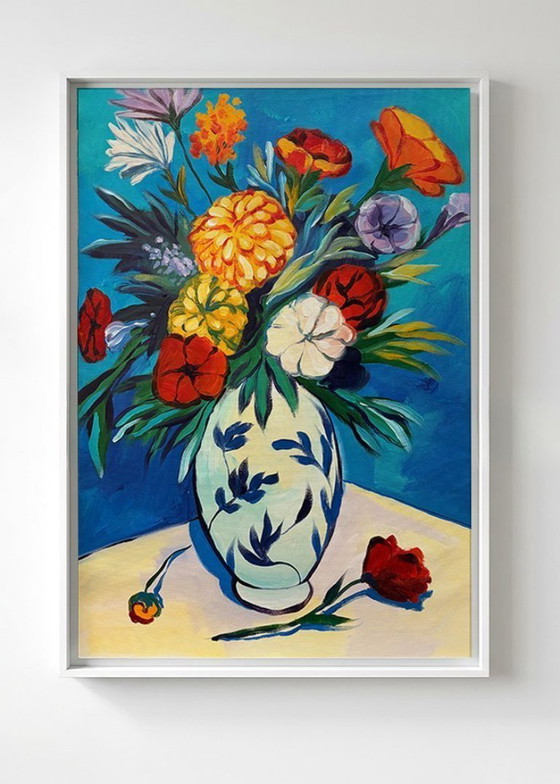 Image 1 of Acrylic painting by the artist E. García "Flores de campo" 100x70 cm