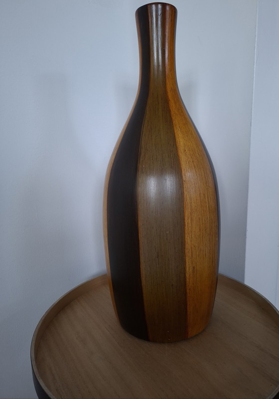 Image 1 of Large Vintage Floor Vase (50 cm) – Mid-Century Modern – Wood-look Glaze
