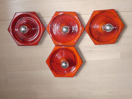 Image 1 of Hustadt set of 4 ceiling light wall lamp ceramic red UK1aeb