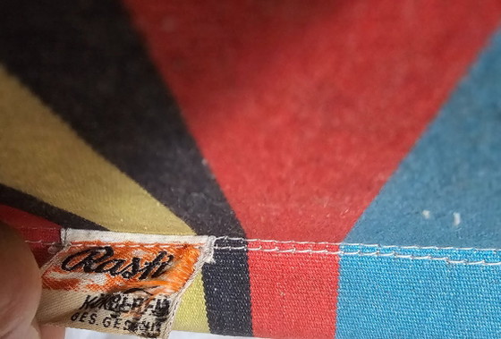 Rasti folding chair with striped fabric, Metal, Textile, Red, Vintage (photo 4 of 8)