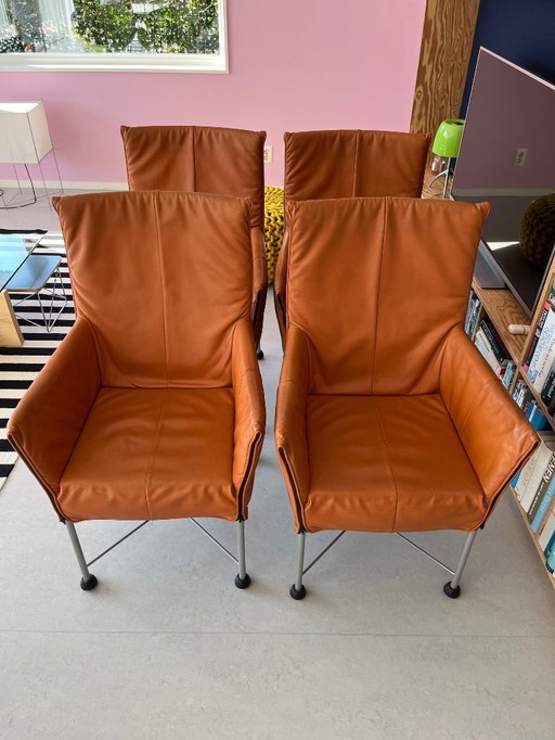 4 Montis Chaplin stoelen + tafelpnderstel