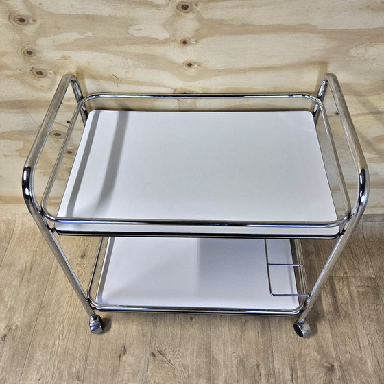 Image 1 of Carrello di servizio vintage / carrello bar / carrello bevande / carrello cromato / formica (anni '80 / '80)