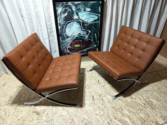 Image 1 of Sillones KNOLL Studio Barcelona (NUEVA Serie 2026) en piel natural (color coñac)