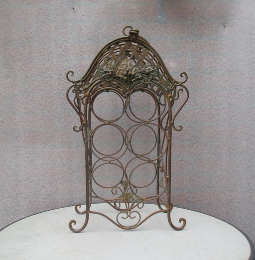 Gusseiserner Weinständer, Bronze-Look, 6 Flaschen.