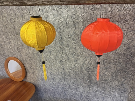Lampions – Hanglampen, Wood, Textile (photo 3 of 5)