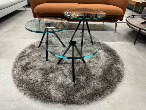 3 Beek Maupertuus Juego de Mesa de Centro Cristal Negro D50