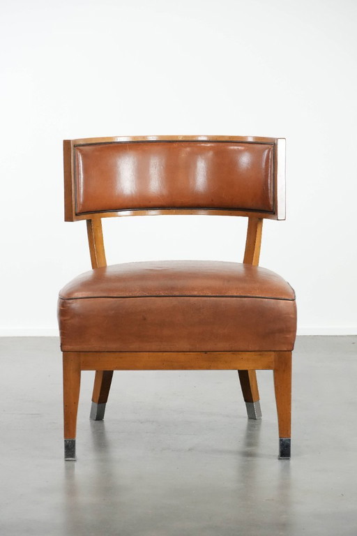 Fauteuil/chaise de bar vintage en peau de mouton