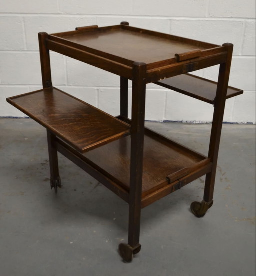 Chariot à thé, chariot à boissons, design pliable, classique anglais, vintage Mid-Century