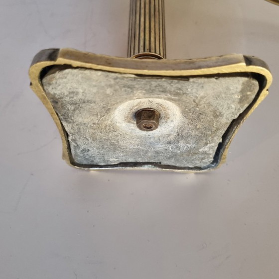 Image 1 of Lampada da scrivania Art Déco in opalino verde con base in bronzo