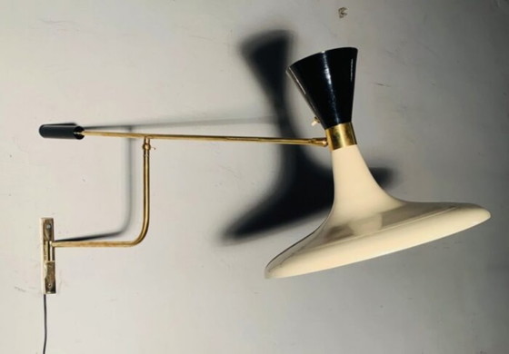 Stilnovo Wandleuchte mit Arm, Wandleuchten, Messing, Metall, Schwarz, Mid Century Modern (Foto 5 von 9)