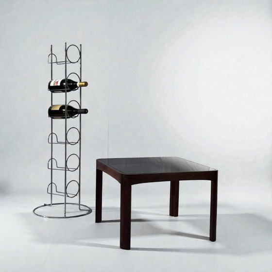 Image 1 of Tavolino da caffè italiano in legno e vetro fumé di metà secolo di Poltronova