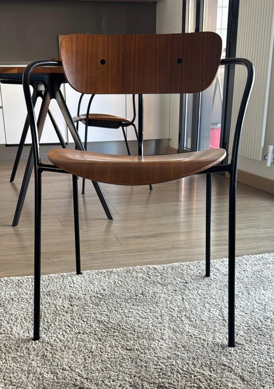 Image 1 of 2er-Pack Esszimmerstühle im Industriedesign – Holz und schwarzer Stahl