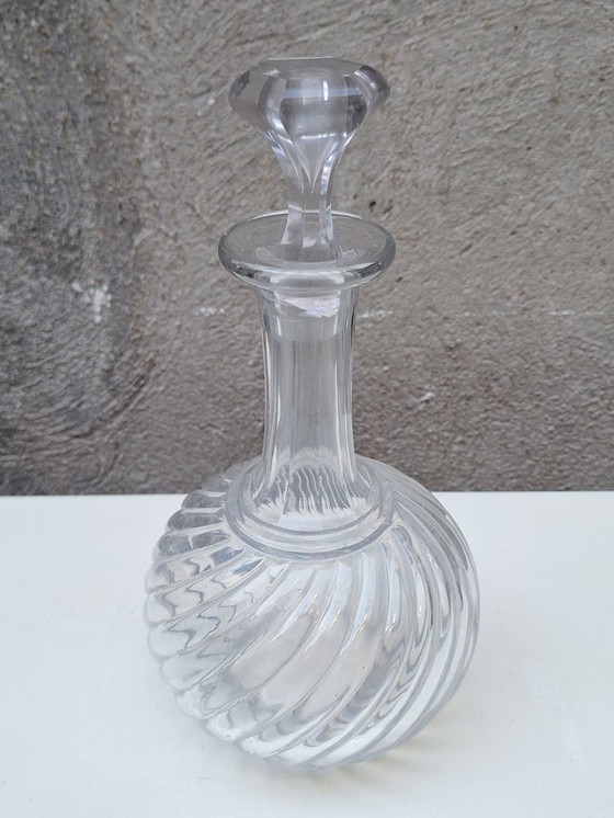 Image 1 of Decanter in cristallo modellato Baccarat, bambù intrecciato