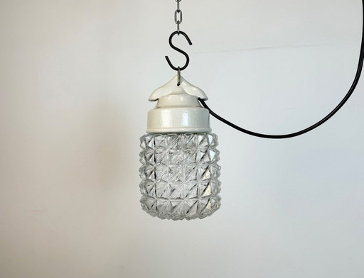 Vintage White Porcelain Pendant Light, 1970s