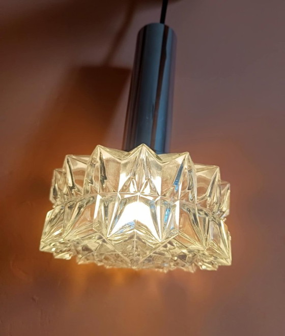 Image 1 of Lampada a sospensione Space Age in cromo e vetro, Germania, 1970
