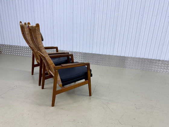 Vintage Set 2x Mid Century Design Fauteuils Muntendam Voor Gebr. Jonkers – gebroeders Jonkers, Rattan, Skai (photo 4 of 16)