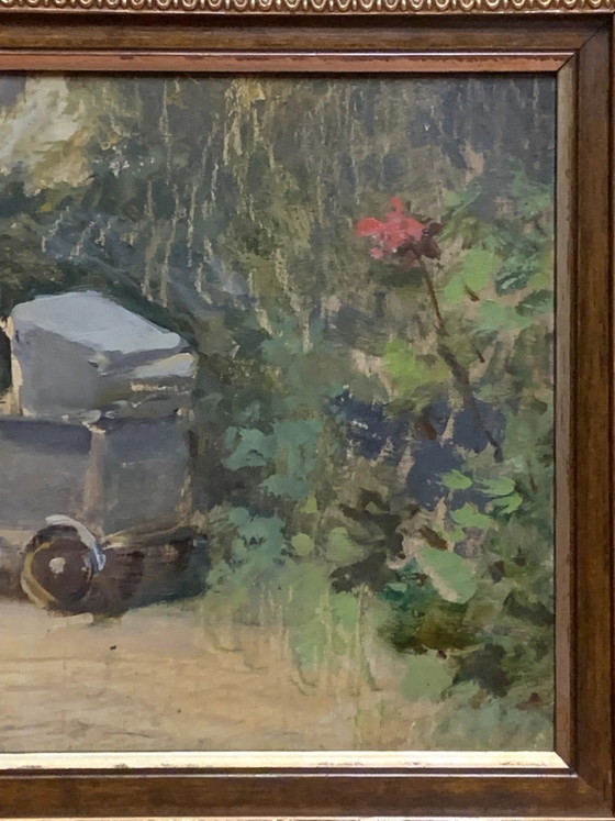 Peinture à l'huile sur toile Maternité par Attilio Melo, années 1950, Peintures et dessins (photo 4 sur 4)
