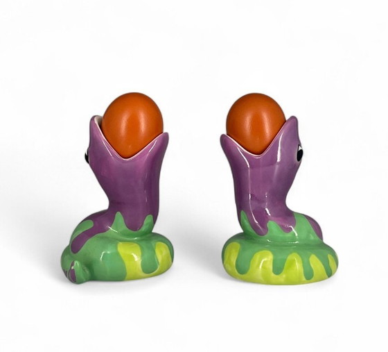 Image 1 of Hueveras de serpiente de IKEA (1999) – Cerámica pintada a mano, diseño Memphis/posmoderno de los años 90