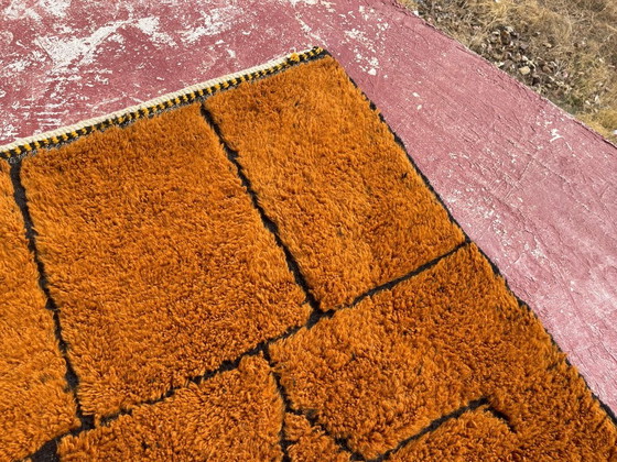Moroccan Beni Ourain Berber Rug, Rust Orange & Mustard Yellow, Natural Wool, 230 × 210 cm, Rugs & carpets (photo 4 of 8)
