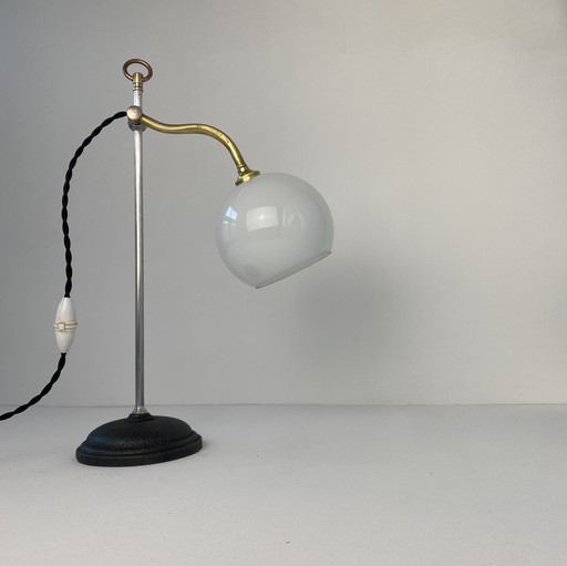 Ancienne Lampe Monte Et Baisse & Opaline Vintage