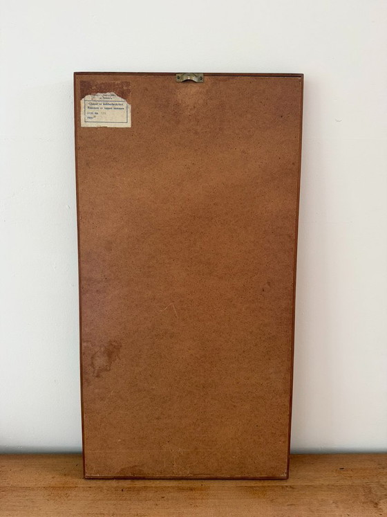 Image 1 of Bellissimo specchio vintage danese in teak con bordi smussati e graziosi dettagli in ottone.