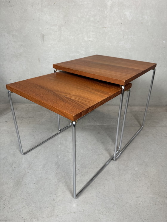 Vintage Nesting Tables - Teak and Chrome – Brabantia, Side tables, Wood (photo 2 of 7)