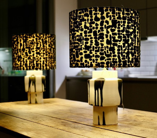 Set van 2 MCM tafellampen: Unieke, gerecyclede exemplaren gemaakt van vazen door Ditmar Urbach Keramik – Tsjechië